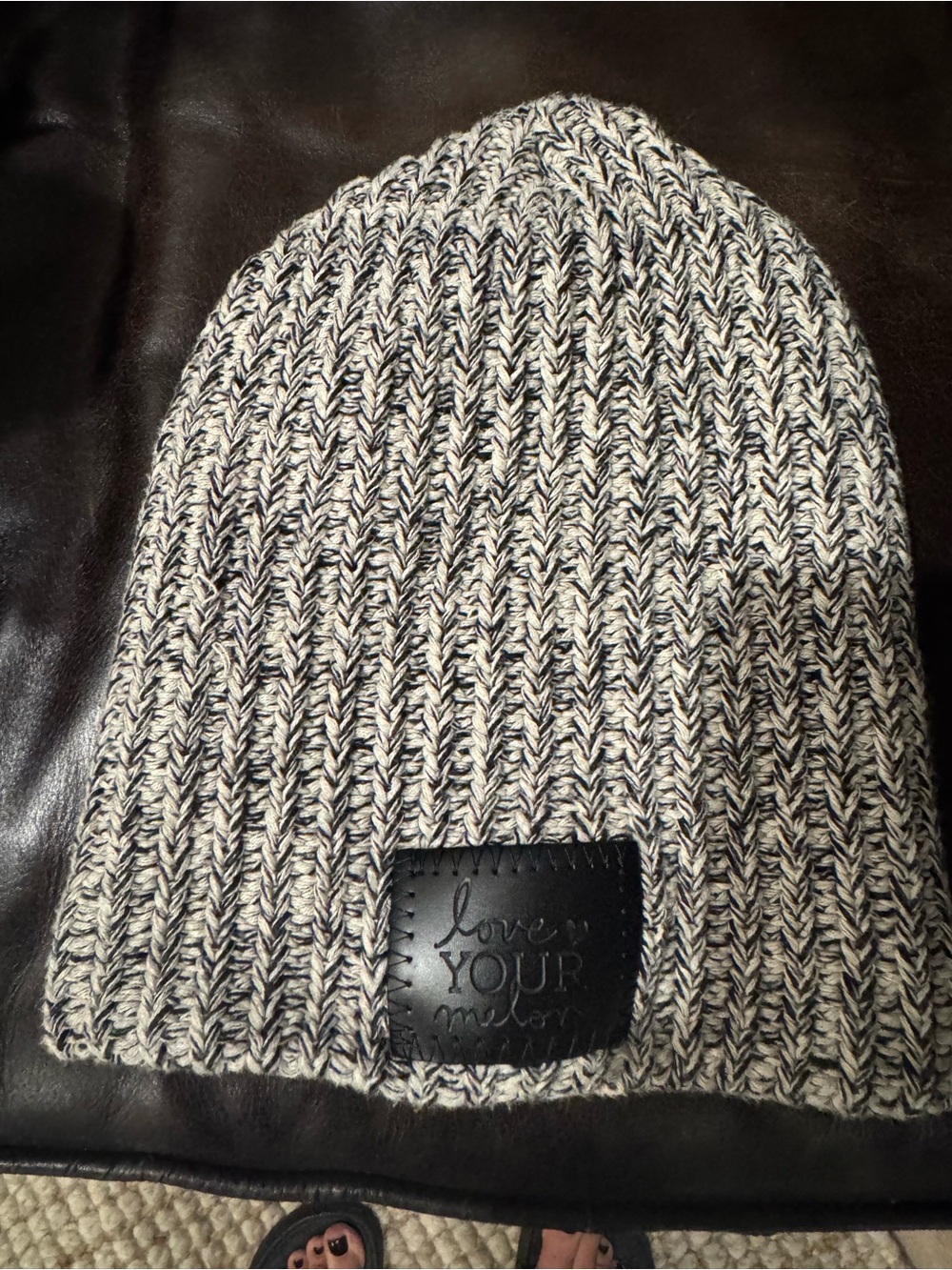 Love Your Melon Women’s Black & Cream Knit Beanie
